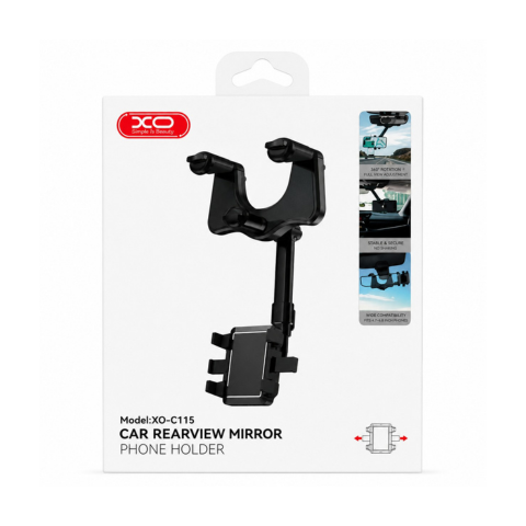 XO C115 Rearview Mirror Car Phone Holder (Black)